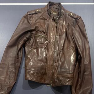 Cole Haan Women’s Dark Brown Lamb Skin Leather Jacket